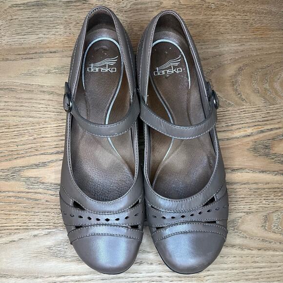 Dansko Mathilda Mary Jane Leather Velcro Strap Dark Taupe EU 42 Women’s 11.5-12 - Picture 6 of 11